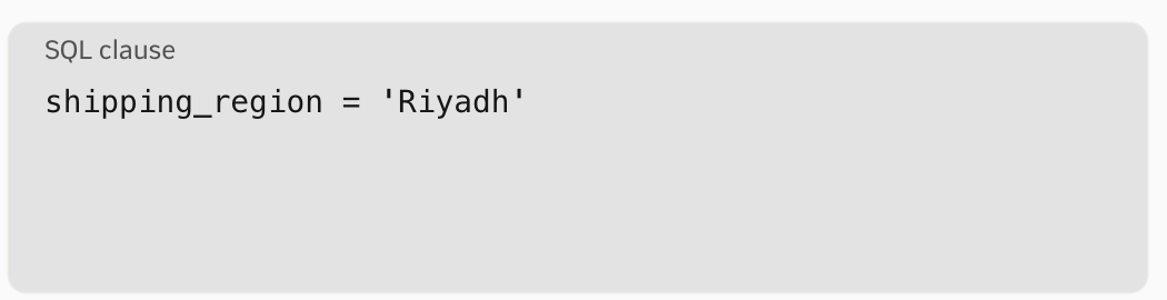 Row filter limited to the Riyadh region